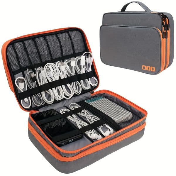 Portable USB Data Line Charger Storage Bag Travel Multi Layer Cable Organizer Cable Storage Bag Digital Electronic Organizer 260324