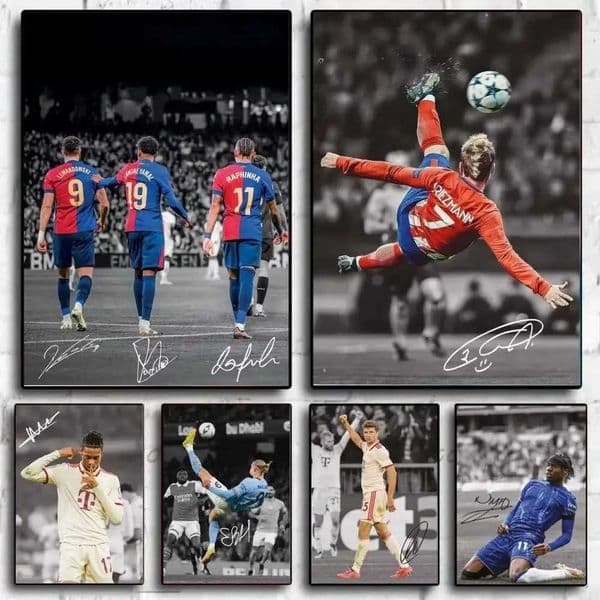 1PC Famous Soccer Sports Football Star Poster Self-adhesive Art Waterproof Paper Sticker Coffee House Bar Room Wall Decor X260328