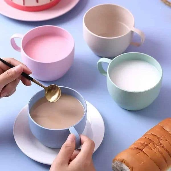 Milk Cup European-style Coffee Mug Eco-friendly Wheat Milk Cup Milk Breakfast Tea Mug Simple Drinking Cup Coffee CupsT260328