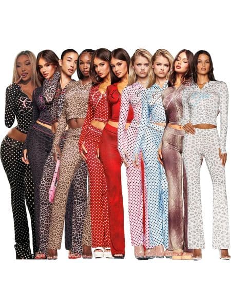 i am gia Womens Tracksuit Piece Set Designer Sports Suit For Women Flared Pants Zip up Long Sleeve High Quality Spring Top Low Waist Micro Social gias