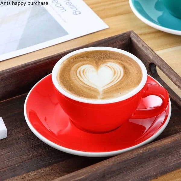 150ml Coffee Cup Saucer White Rim Solid Color Ceramic Mug Cappuccino Cups Coffee Mug Milk Tea Cup Afternoon Tea Cups Milk MugsT260328