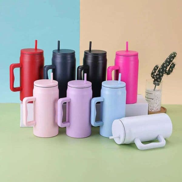 Large Capacity 50oz Thermal Water Bottle Stainless Steel with Handle and Straw Custom Design Vacuum Insulated Mug for Travel Car 26L0328
