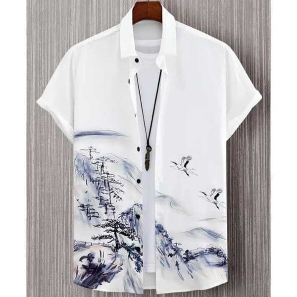 Fashion Shirt for Men 3d Ink Painting Prints MenS Clothing Daily Casual Short Slve Beach Party Sweatshirt Strt Hawaii Shirt L260328