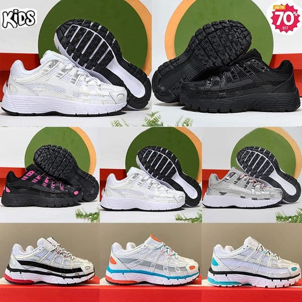 Designer P6000 kids Shoes Toddler Athletic Children Sneaker Triple White Black Gold Red Laser Blue girls boys kid Child Outdoor trainer Sports