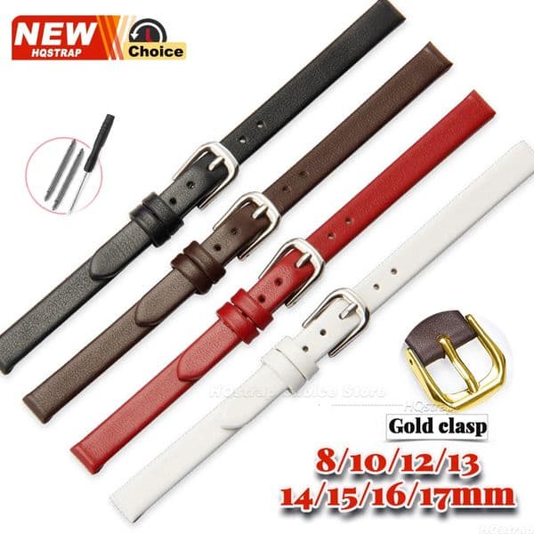 Gold Soft Cowhide Leather Bracelet Womens Fashion Watchband Wristwatches Watch Strap 8mm 10mm 12mm 13mm 14mm 15mm 16mm 17mm 260327
