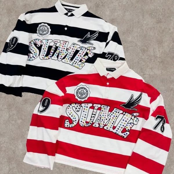 Y2K Retro Long Sleeve Polo Stripe Sume Embroidery Pattern Shirt Men Trend Sport Hip Hop Casual Streetwear Unisex Boxy Clothing 260327BJ