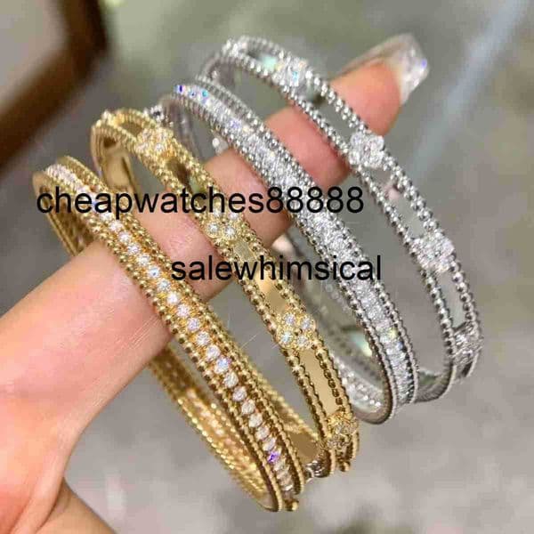 Brand designer bracelet High Version V Gold Thick Plated Kaleidoscope Narrow Version Single Row Full Diamond Rice Bead Bracelet for Women Fashion Light Luxury Niche
