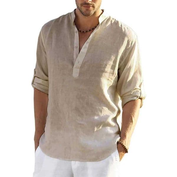 Mens Daily Linen Long Slve Shirt Solid Color Loose Casual Shirt Cotton Linen Comfy Fit Blouses Men Clothing L260328