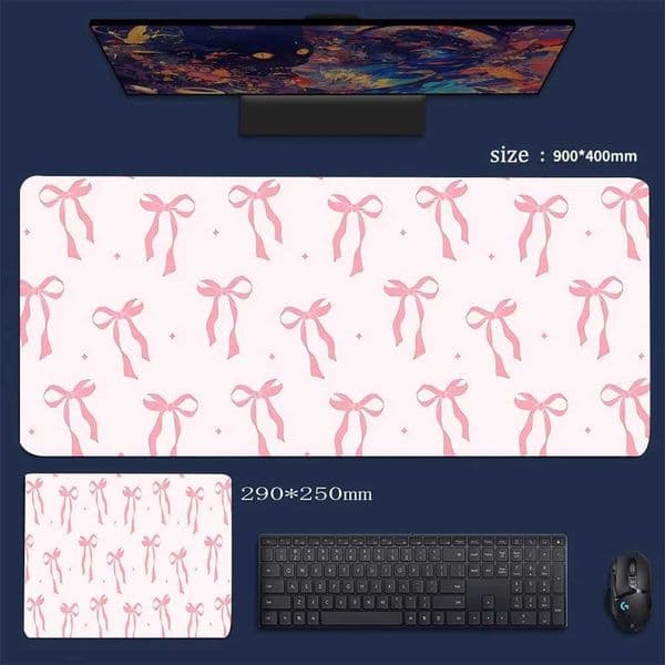Extra large pink gaming mouse pad Art design non-slip rubber foundation 40x90 precision stitching edge mat for gamers office S26327