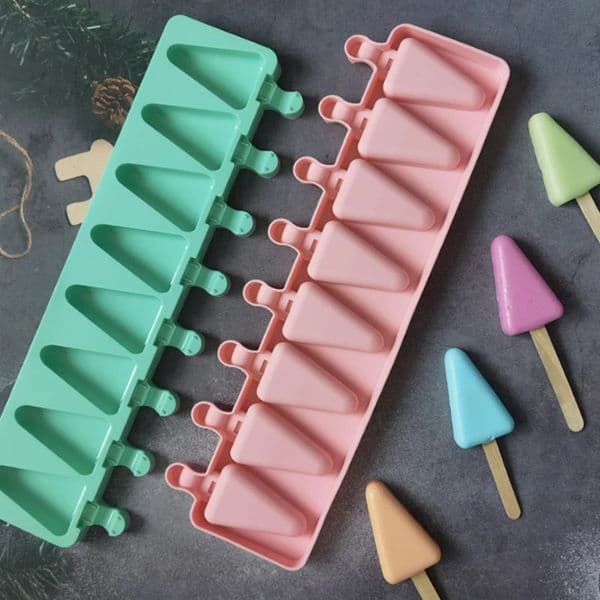 8 Cavities Triangle Silicone Ice Cream Mold DIY Geometry Chocolate Cake Candy Jelly Baking Mould Soap Candle Making Set Gift 260312