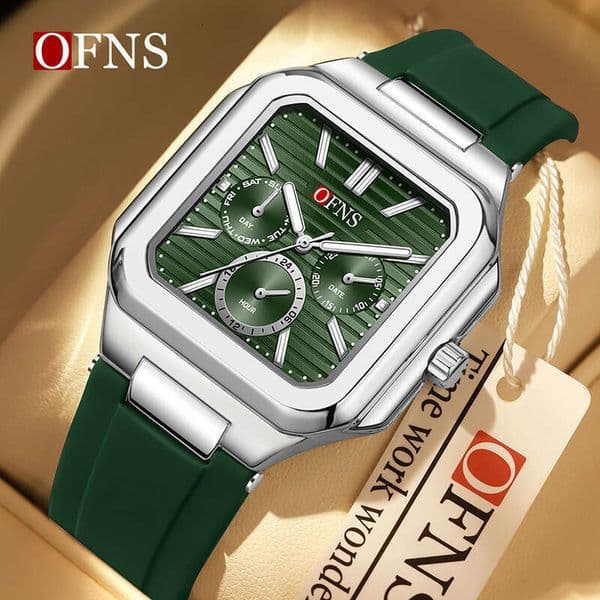 Designer OFNS brand wholesale watch, luminous small three-hand simple square casual student wristwatch, week display, waterproof quartz watch