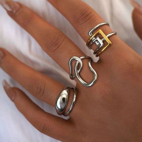 Fashion High Quality 304 Stainless Steel Rings 18K Gold PVD Plated Distinctive Chic Charm Jewelry Bijoux Water Resistant 260327