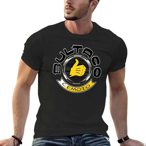 Streetwear Classic Mens Summer T Shirt Bultaco Cemoto Motorcycles Print Tee Unisex Fashion Crew Neck T-shirt Black S26328