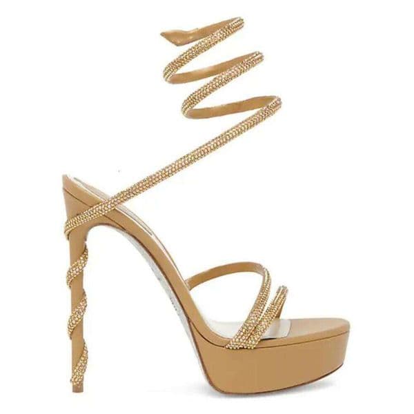 Rene Caovillassly Heel Woman Shoes Wedding Party Sandal RC Shoes Embellished Margot Platform Designe Sandals Strass Strap Summer Cool High Heels Sliver Sole 9C2
