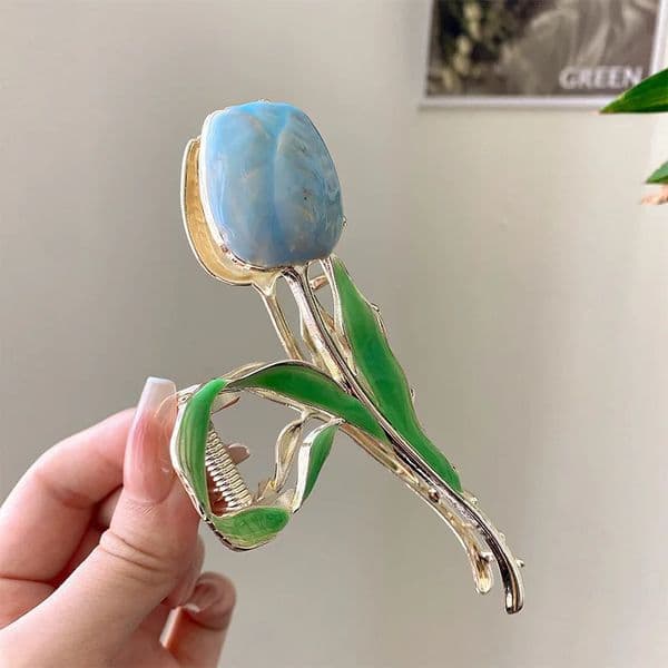Small fresh tulip flower hairpin back head grab clip Pan hair shark Japanese and Korean style senior accessories Women 260327