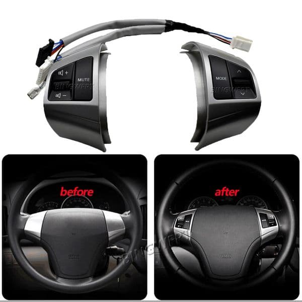 For Hyundai Elantra HD 2008 2009 6 Keys Silver Multifunction Steering Wheel Remote Control Button