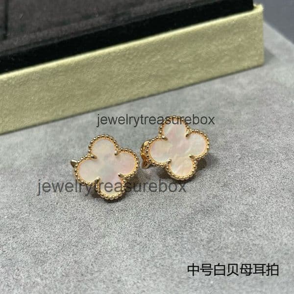 Designer Jewelry vanly cleeff earrings V four-leaf clover earrings for women rose earrings agate pure gift
