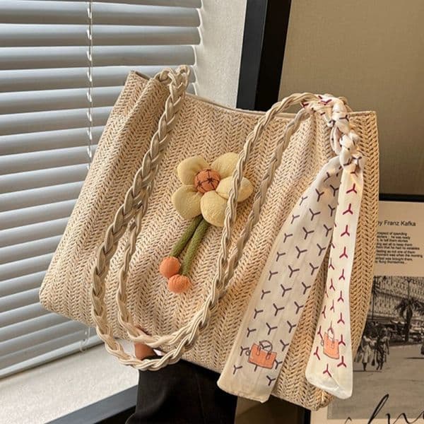 Woven straw bag for women, large capacity, 2025 spring/summer new versatile shoulder bag, beach crossbody bag, commuter tote bag d10