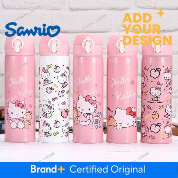 New Hello Kitty Children Thermos Cup One Click Open Lid BPA Free 304 Stainless Steel Leak Proof Spring Straw For School Outdoors Luxury Goods