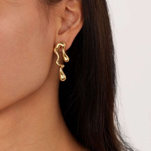 Moissanite Jewelry INS-style women's earrings 925 Sterling Silver 14K Gold niche creative design geometric shape simple and versatile titanium steel earrings