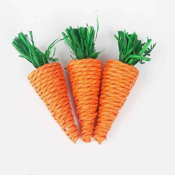 Hamster Rabbit Chew Toy Bite Grind Teeth Corn Carrot Woven Balls for Tooth Cleaning Radish Molar Toys Cat Pet Supplies 1pc