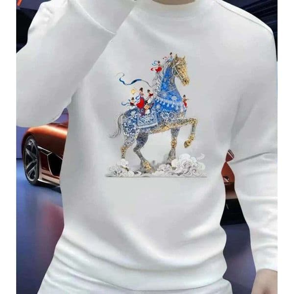 Autumn Winter New Brand Printed Sweatshirt Men's Fashion Pullover Round Neck Long Sleeve Casual Versatile Top Trendy Luanyun