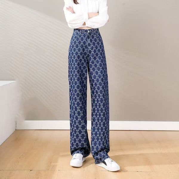 Fashionable Designer Women's Jeans New Women's Fashional Knit Loose Straight Leg Jeans that Slim Down and Go with Anything - Casual Straight Leg Wide Leg Pants