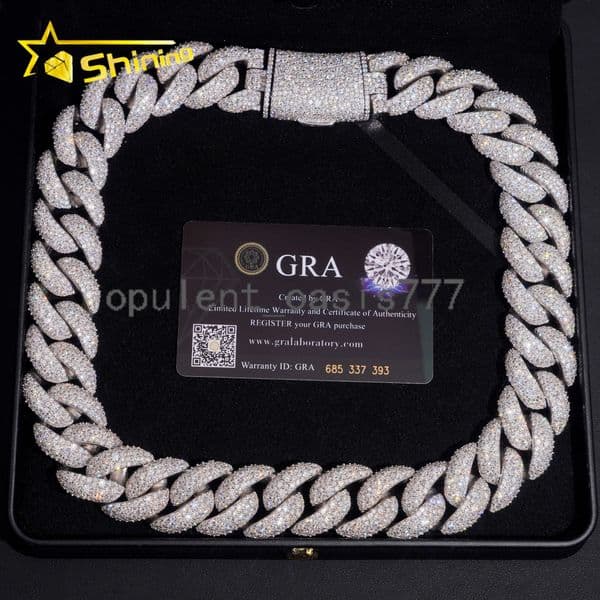 Luxury Big Size 23mm Cuban Link Chain 925 Sterling Silver Moissanite Hip Hop Jewelry Custom Moissanite Chain Cuban for Men