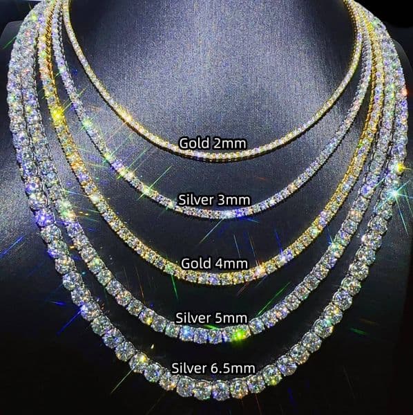 2026Hip Hop Jewelry Full Size Silver 925 Vvs Moissanite Tennis Chain Womenmens Necklace Pass Diamond Tester Chain in Stock