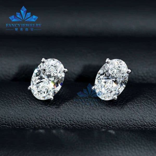 IGI Certified 0.5CT 1.5CT 2.0CT 14K 18K White Yellow Solid Gold DEF VVS-VS1 Oval Lab Grown Diamond Solitaire Stud Earrings