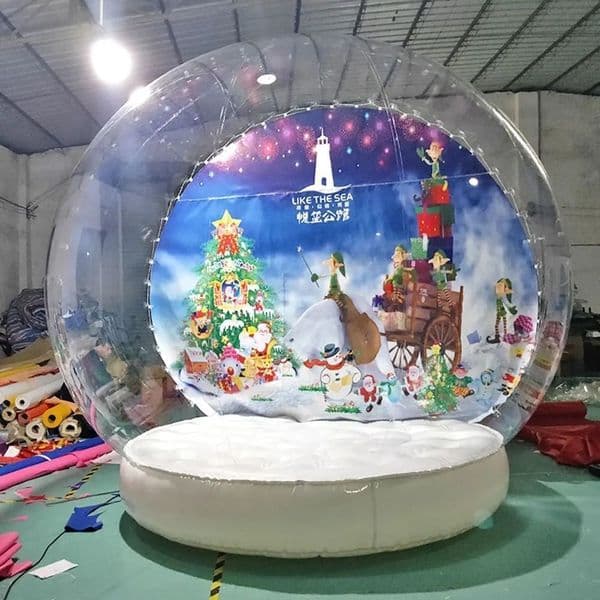 Christmas Giant Inflatable Snow Globe Bubble Dome Tent With Blower 2M/3M/4M dia Replaceable background Human Snow Globes Clear house