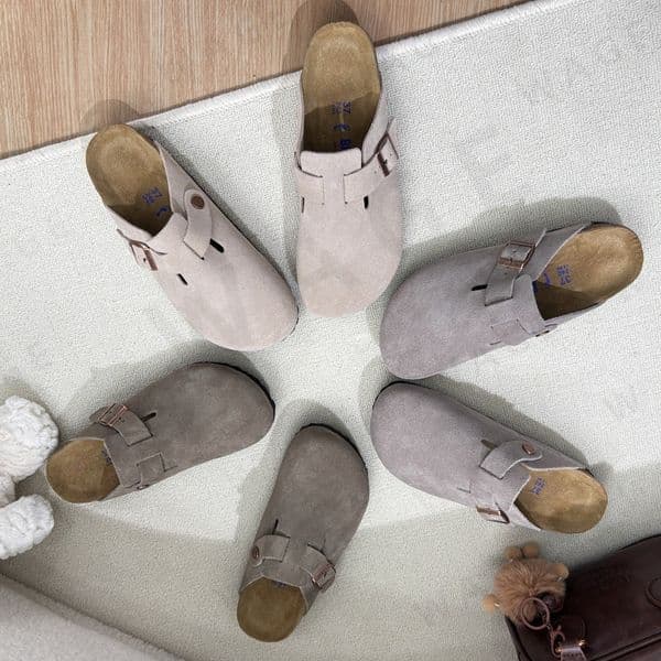 Slides Designer Sandals Slippers Boston Soft Footbed Suede Taupe Black Light Boston Soft Footbed Rose Slippers Clogs Men Women Comfort Sandals Stylish Slides