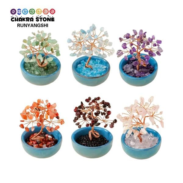 1PC Natural Crystal Blue Tea Bowl Base Tree Reiki Home Decor Bedroom Decorative Halloween Christmas Gift 260317
