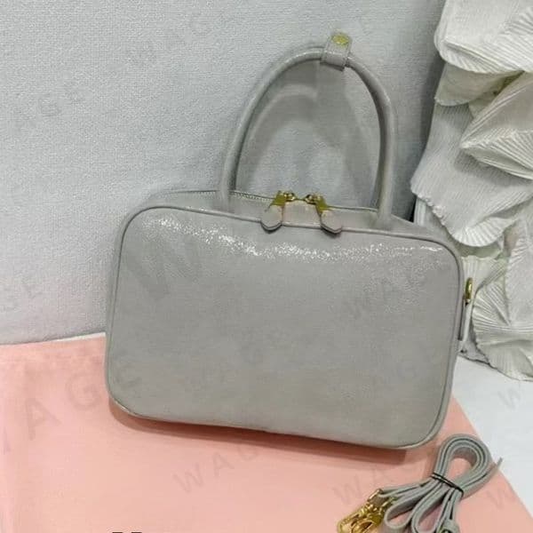 2026 New Trendy Waxed Patent Leather Bowling Underarm Bag, High-End Commuter Hand Carry Shoulder Tote, Women's Fashion Office Purse, Chic Everyday Bag, Quick Shipping-2