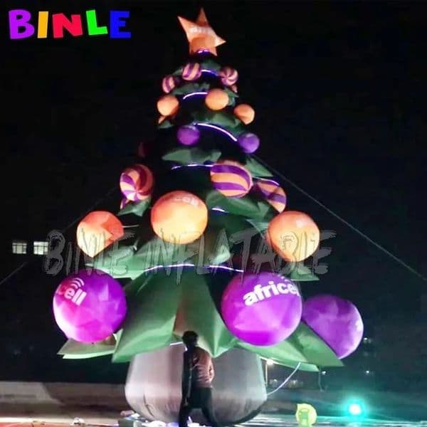 Giant Artificial Purple Inflatable Christmas Tree With Ornament Balls And Stars For Lawn Yard/Mall Decoration thumbnail 2