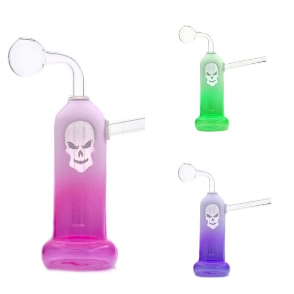 Wholesale Rainbow Colorful Skull logo glass Oil Burner Bubbler Pipe Mini Percolator Water Bongs Hookah Bubblers Recycle Portable Hand Smoking banger bowl