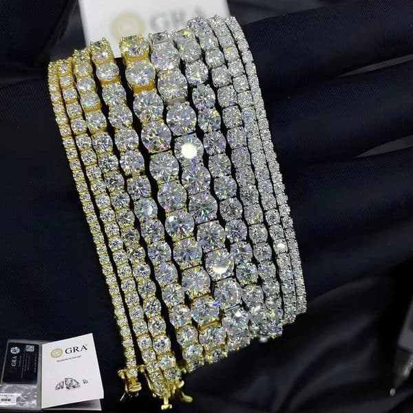 2026Everyday Wear Vvs Moissanite 2/3/4/5mm Tennis Necklace 925 Sterling Silver Gold Plated Brilliant Luster Tennis Chain