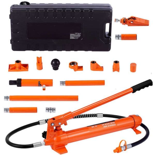 10 Ton Porta Power Kit, Hydraulic Ram Pump, Car Jack 4.6 ft/1.4 m Oil Hose, Bent Frame Repair Tool with Storage Case for Automotive, Garage, Heavy Equipment, Mechanic 22046 LBS