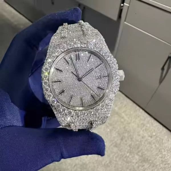 Luxury Moissanite Diamond Watch for Men & Women - High-Quality Mechanical Movement with Full-Automatic Functionality