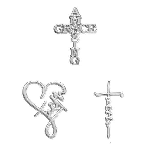 Creative English punk style brooch and lapel pin AMAZE GRACE cross letter badge with personality