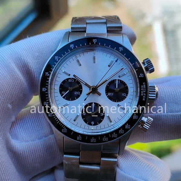 Super Clone Quality 38mm Antique Mens Watches Vintage Chronograph Cal.7750 Movement Mechanics Hand-winding Retro Men's Vintage Watch Wristwatches