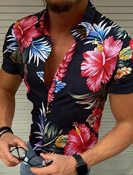 Mens Shirt Button Summer Floral Shirts for Men Street 3d Print Plus Size Hawaiian Beach Breathable Short Sleeve260317BJ