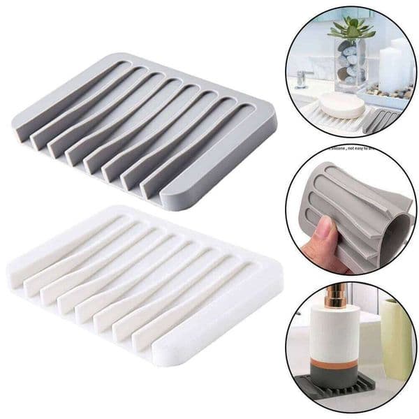 1/2 Pcs High Quality Self Draining Dishes Innovative Saver Silicone Soap Holder Anti Slip Pad