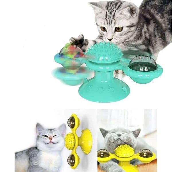 Windmill Interactive Toys Cats Puzzle Cat Game Toy With Whirligig Turntable for Kitten Brush Teeth Pet Supplies