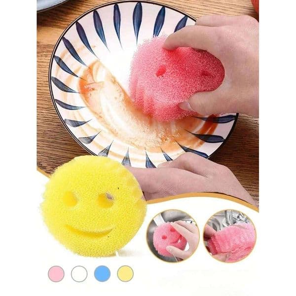 smiling face Dishwashing Cloth Strong Scouring Pad Kitchen Bathroom Miracle Sponge Stain Odor Resistant Migic Wipe