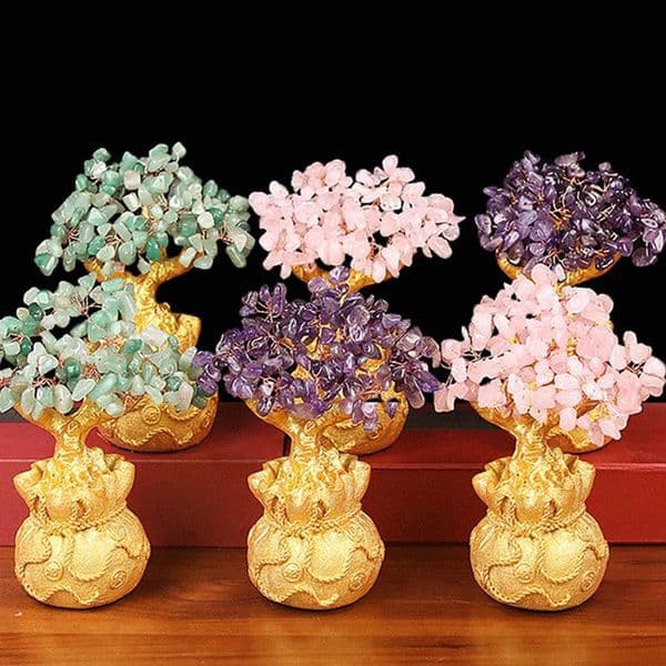 Lucky Tree Wealth Yellow Crystal Tree Natural Money Tree Ornaments Bonsai Style Wealth Luck Feng Shui Ornaments Craft 260317