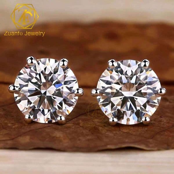 IGI Certified Vvs Grown Earrings Stud Custom 14K 18K Gold 925 Silver Lab Created Diamond Earring Jewelry Men Women