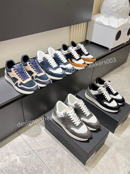 Designer Suede Running Shoes Mens Bouncing Sneakers Breathable Patchwork Mesh Trainers Slip Resistant Wearable Lace up Round Toe Casual Shoe Eu 38-46 rd26031913