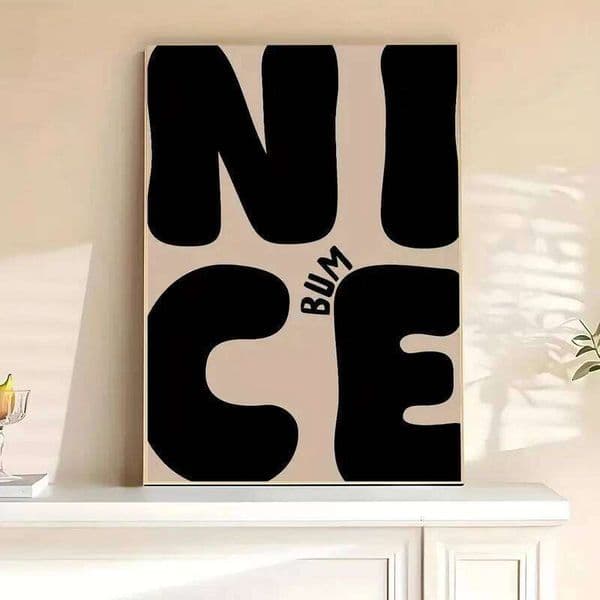 1pc NiceBum ArtPoster BoldBlack AndBeigeCanvasPrint,Waterproof,Wall Art ForBathroom,Bedroom,LivingRoom Office DecorBathroomDecor 26Y0330