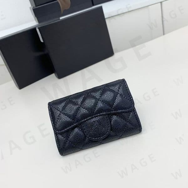 202 New Designer Mini Coin Purse with Caviar Pattern Leather Versatile Classic Clutch Wallet, Card Holder Business Card Case